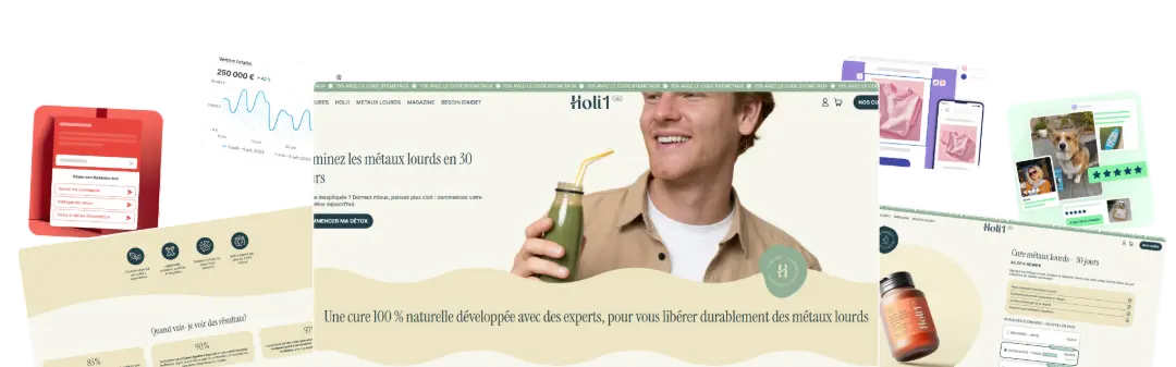 home page de site ecommerce qui vend des compléments alimentaires