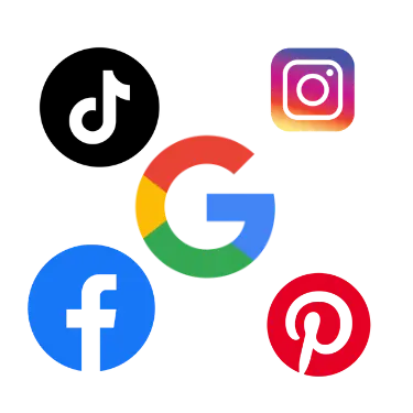 Logo : google, Instagram, Pinterest, Facebook, tiktok