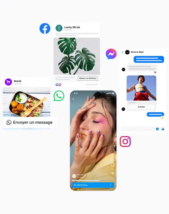 Montage photo de plusieurs réels et publications Instagram, propulsé en publicité