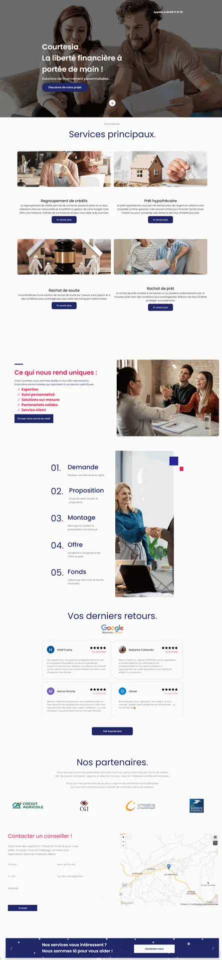 Une capture d&#39;écran de la page complète &#34;assurances&#34; du site Courtesia