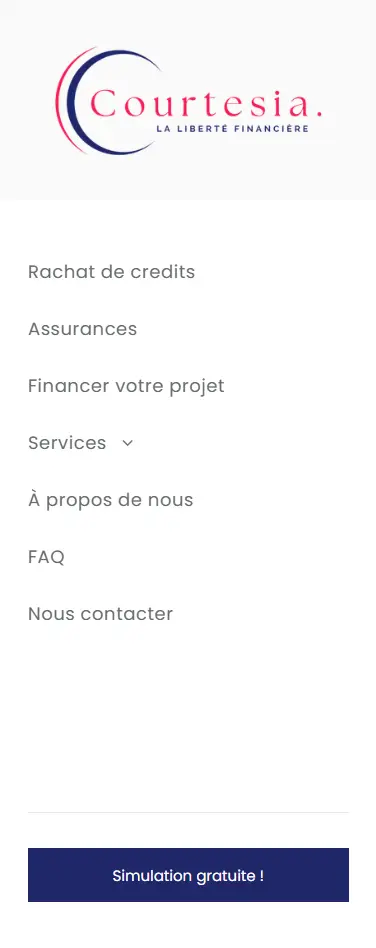 Menu latéral du site Courtesia