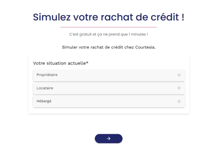 une section &#34;simuler votre rachat de crédit&#34; du site Courtesia