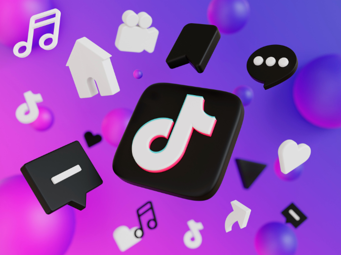 Logo TikTok, avec un fond violet et rose