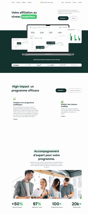 Capture d&#39;écran d&#39;une section de la page service du site Studios Mercurya