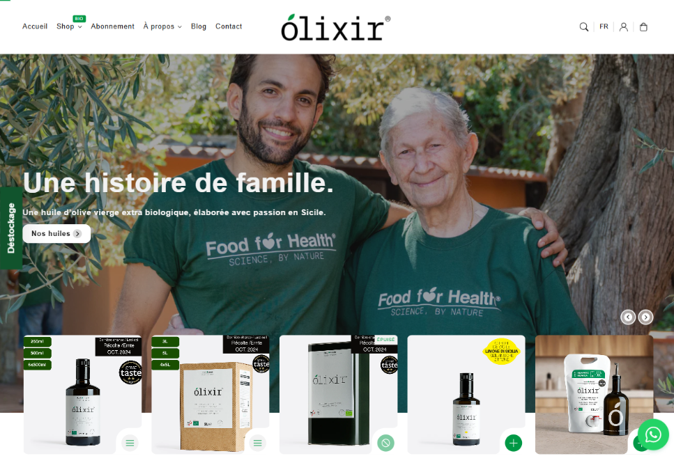 Home page site e-commerce Olixir