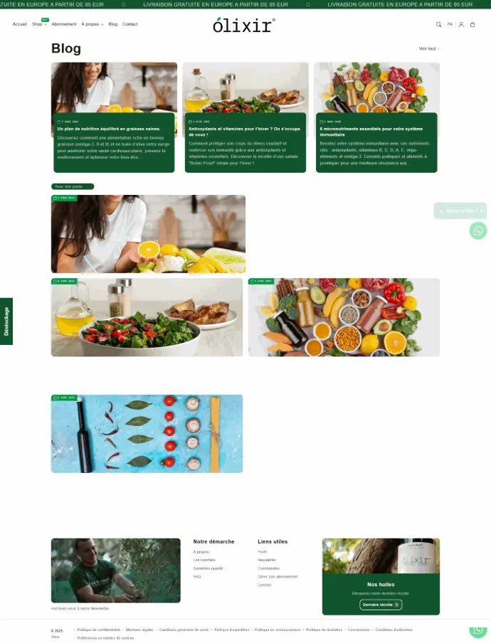 capture home page site ecommerce de Olixir