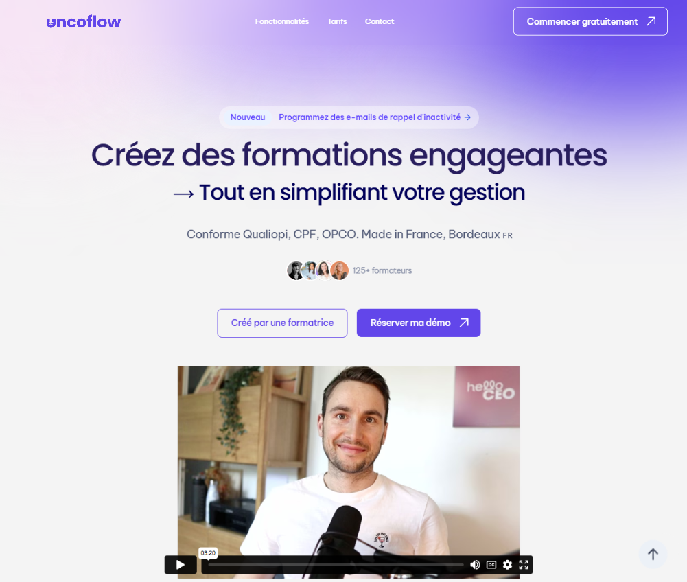 Page d&#39;accueil du site de uncoflow