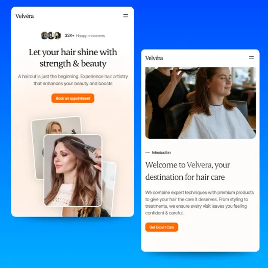 capture de site vitrine de coiffeur sur mobile 