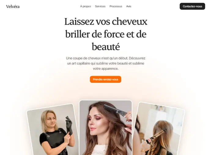 home page de site pour coiffeur