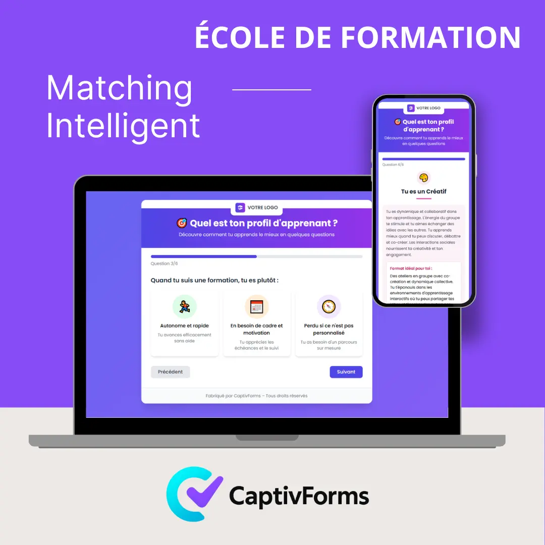Formulaire intelligent matching intelligenet pour une école de formation