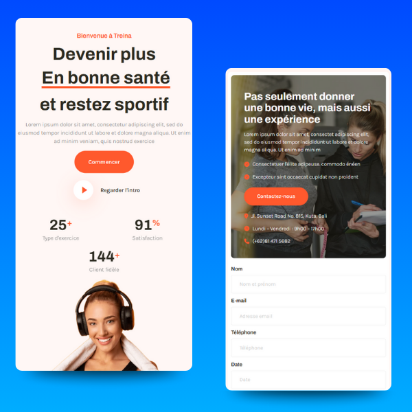 2 capture d'écran mobile d'un site pour coach sportif