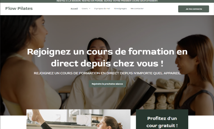 Captures d'écran de page pour un coach sportif