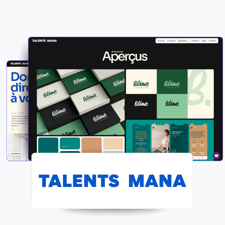 Capture de page de service du site de Talents Mana et son logo