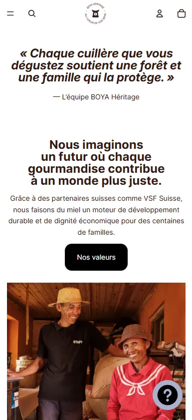 Section du site de boya heritage, un site e-commerce créé par Xelico