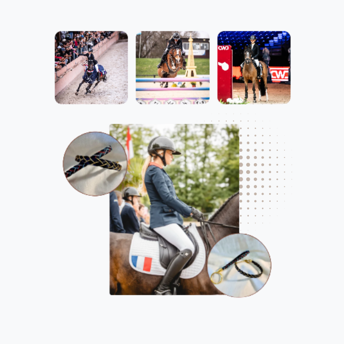 Montage photo d&#39;une section qui présente l&#39;ambassadrice d&#39;Ambre du site e-commerce les crins d&#39;ambre créé par Xelico