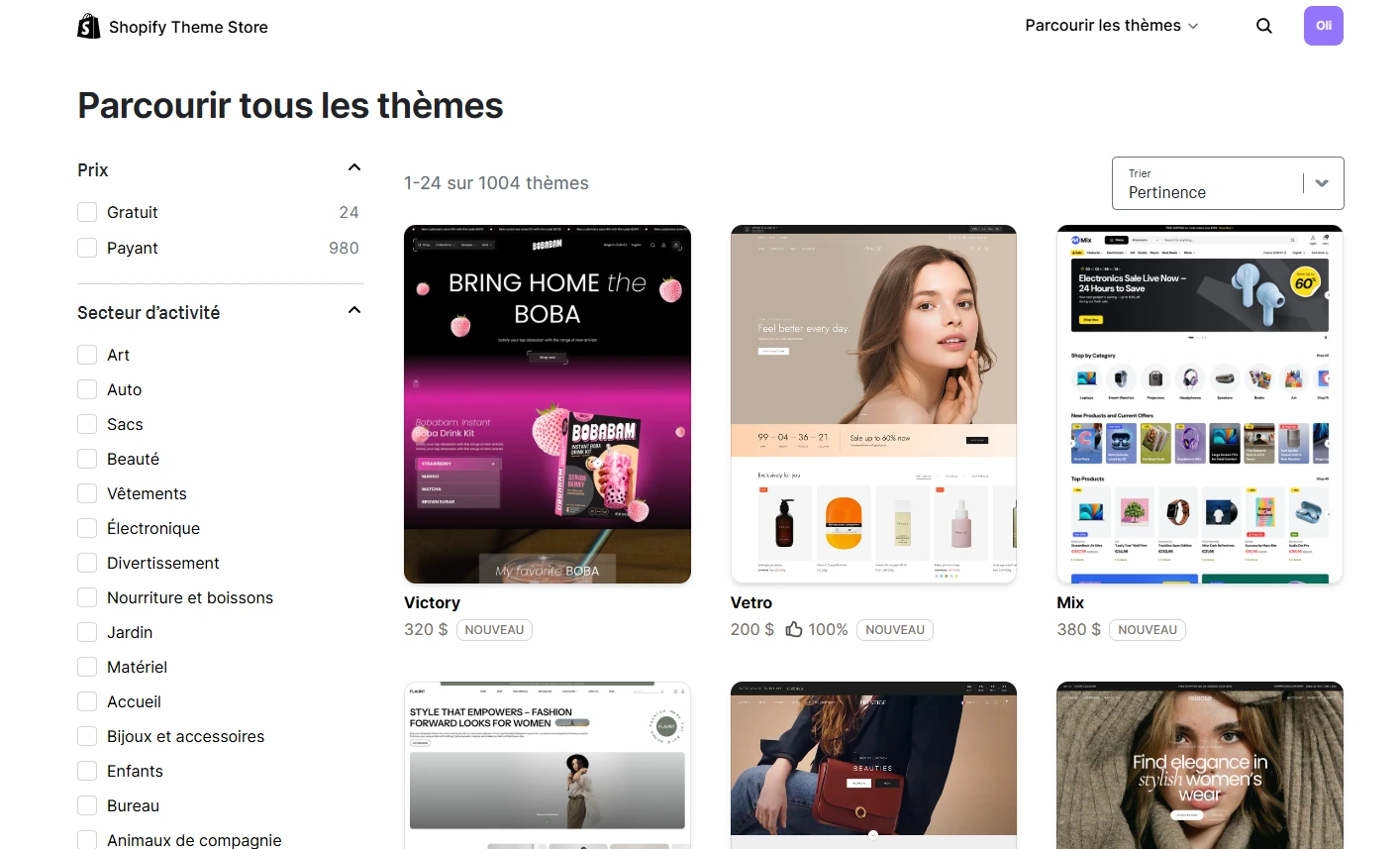 Boutique de thème Shopify