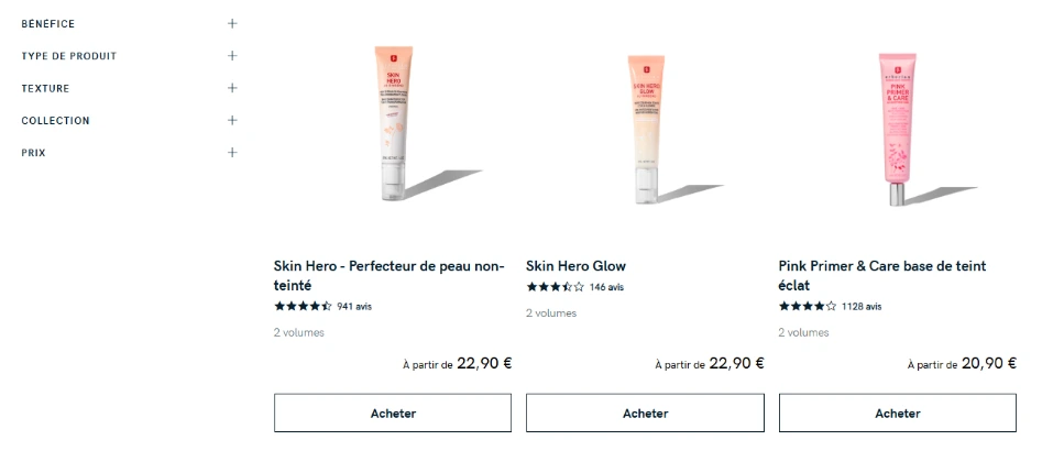 Exemple de photo produit organisé dans une collection Shopify