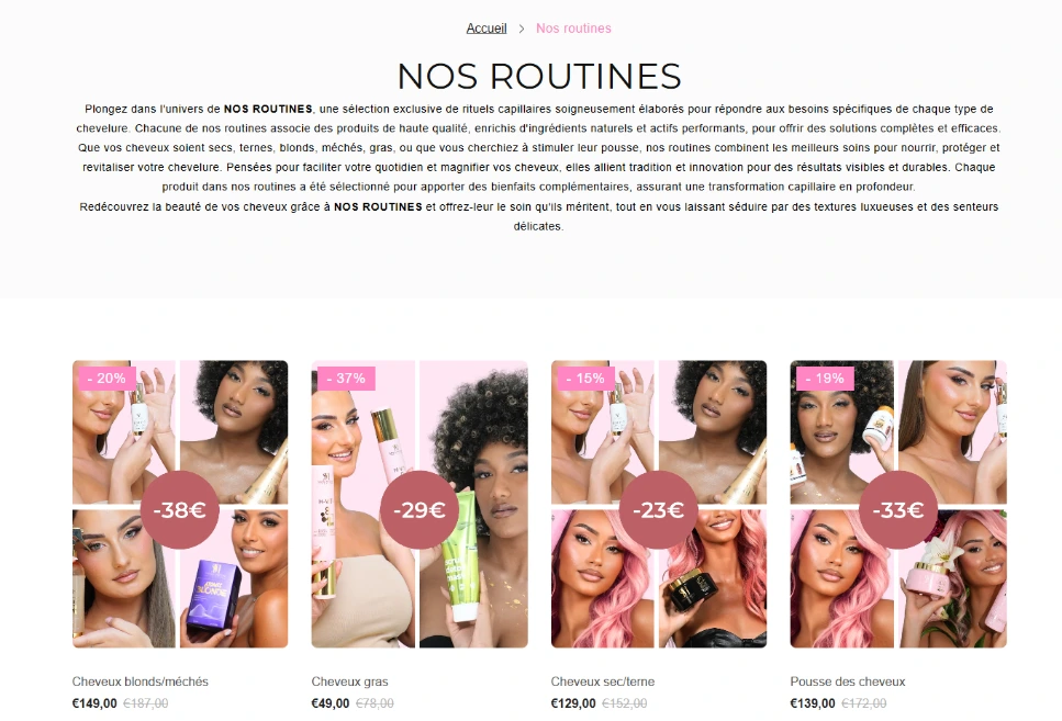 Exemple de segmentation de Collection Shopify