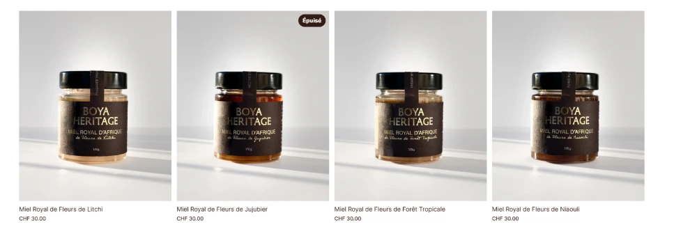 Exemple de 4 images produits cote à cote qui est cohérente entre elle.