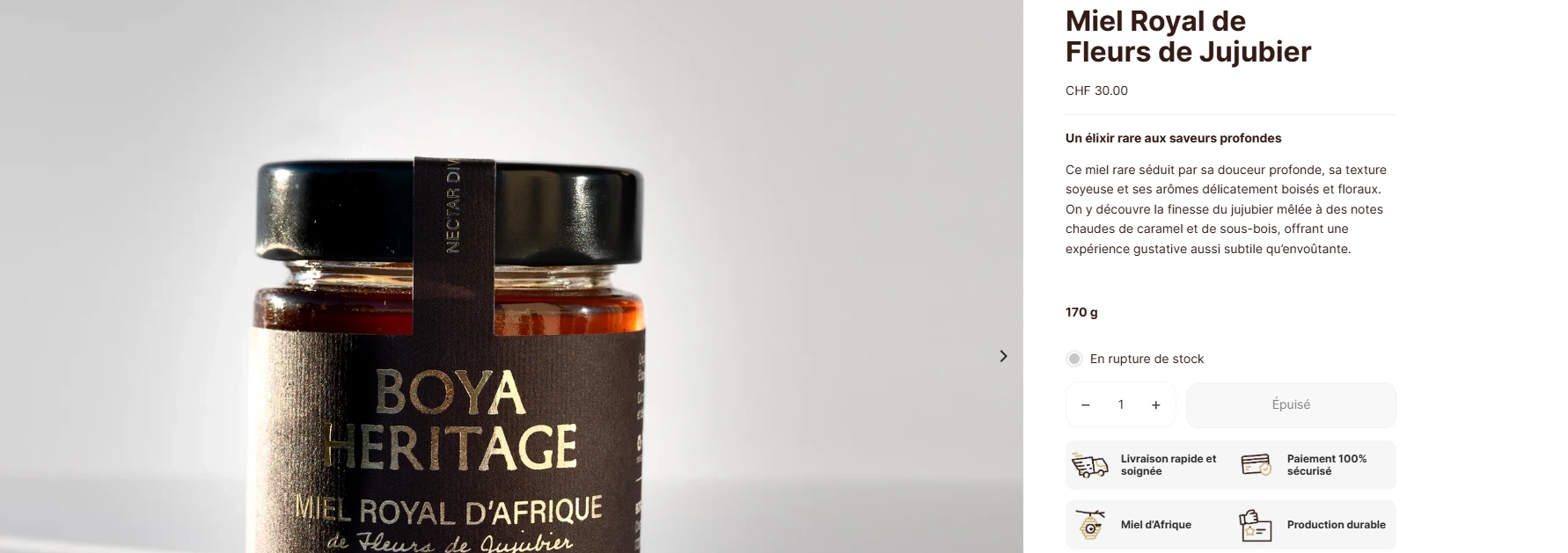 Une page produit Shopify avec une photo en haute définition