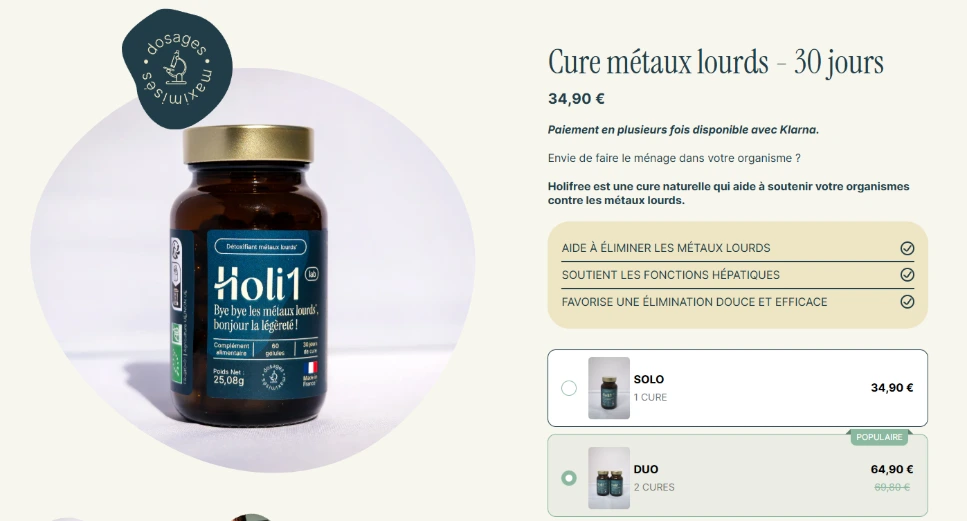 Une belle page produit Shopify qui montre une belle photo de produit avec un fond neutre.