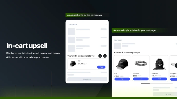 Upsell : Page panier, proposition de produit carroussel