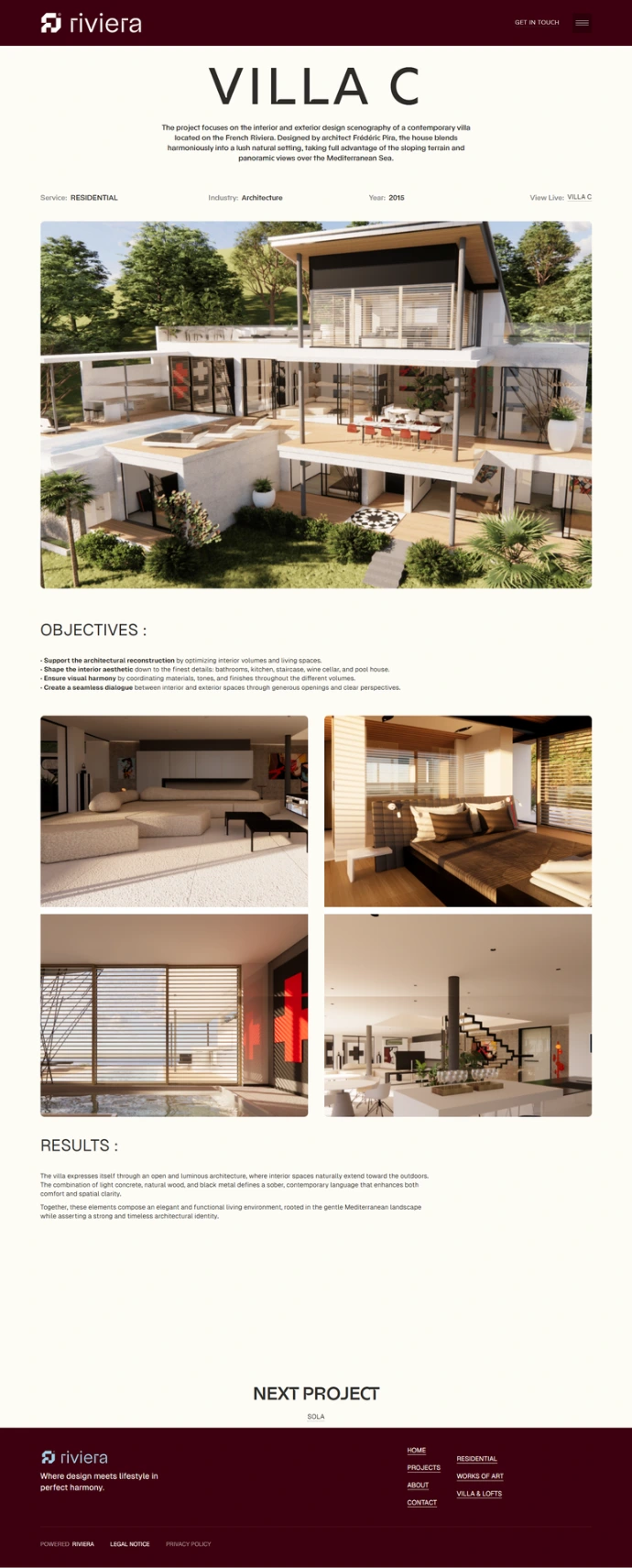Page description de projet client pour un site d'architecte