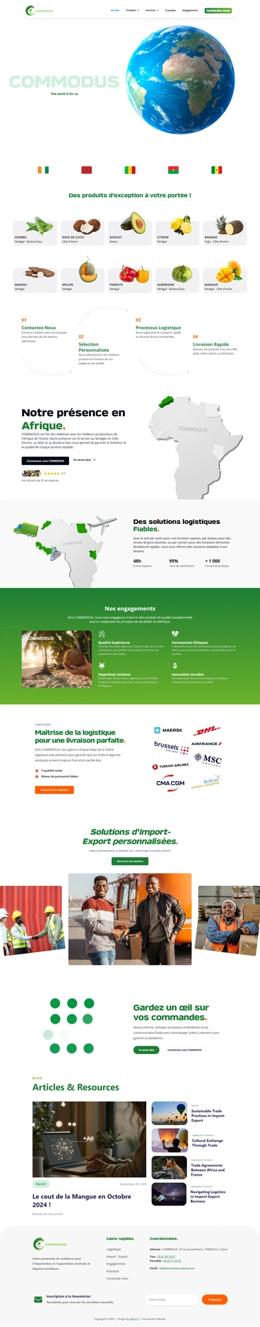 Page services du site Commodus