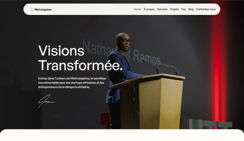 Home page Metrosapiens projet client Xelico