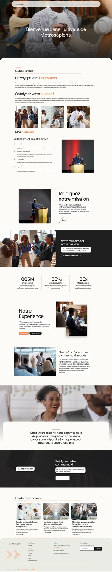 Page à propos du site de Metrosapiens