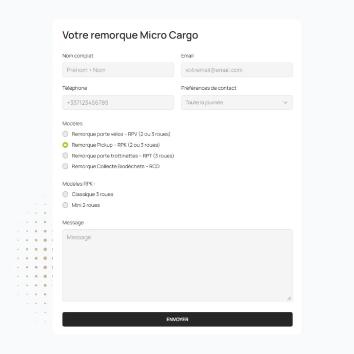 Formulaire B2B réalisé sur Framer