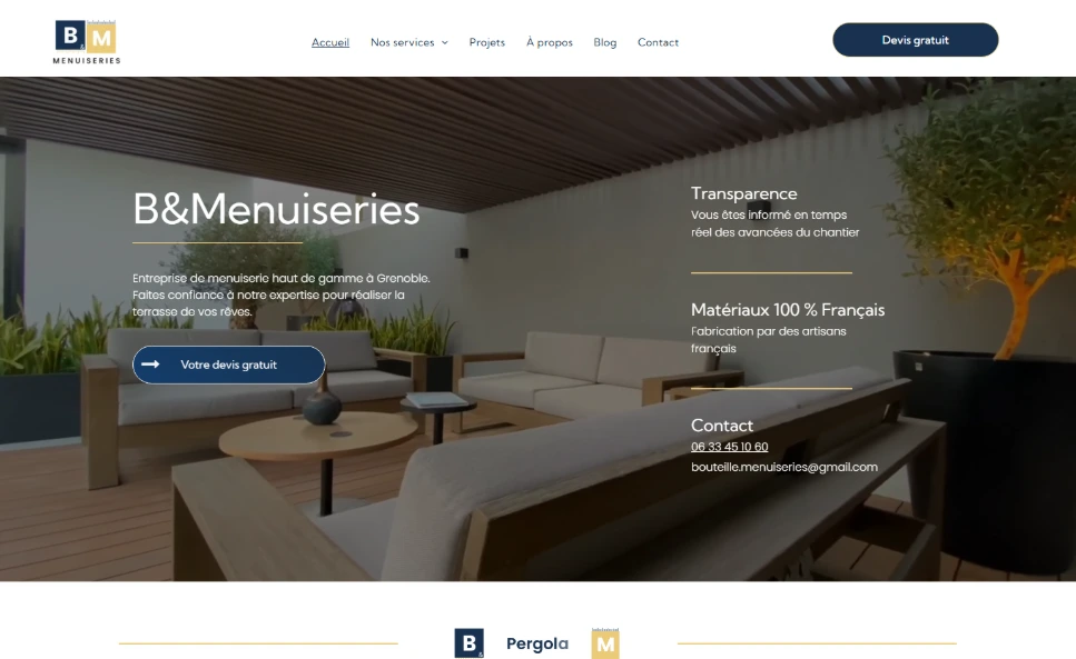 Page d'accueil B&Menuiserie