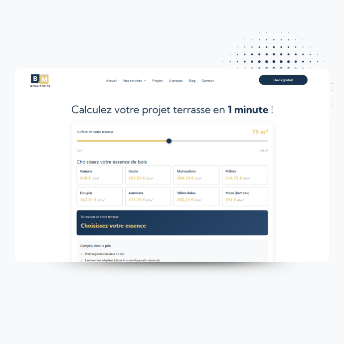 Formulaire de devis dynamique en ligne