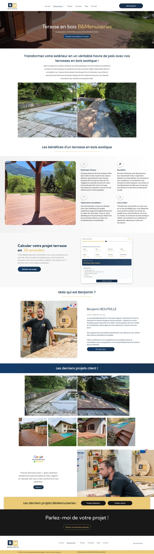 Page terrasse du site B&Menuiseries